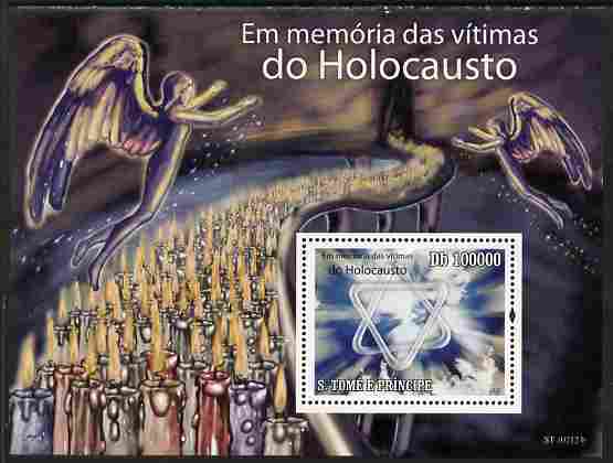 St Thomas & Prince Islands 2010 In Memory of Holocaust Victims perf souvenir sheet unmounted mint , stamps on judaica, stamps on judaism, stamps on  ww2 , stamps on 