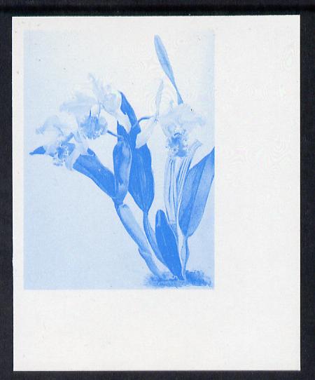 Guyana 1985-89 Orchids Series 2 plate 72 (Sanders Reichenbachia) unmounted mint imperf progressive proof in blue only, stamps on flowers  orchids