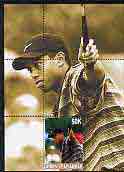 Myanmar 2000 Tiger Woods perf souvenir sheet #02 (sepia background) unmounted mint, stamps on personalities, stamps on sport, stamps on golf