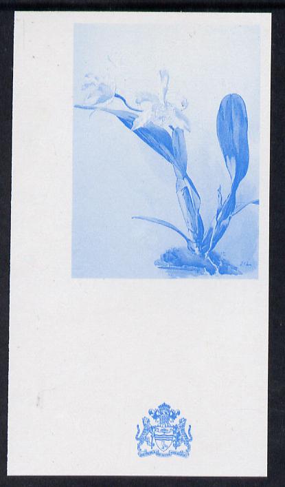 Guyana 1985-89 Orchids Series 2 plate 89 (Sanders Reichenbachia) unmounted mint imperf progressive proof in blue only, stamps on flowers  orchids