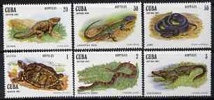 Cuba 1982 Reptiles perf set of 6 unmounted mint, SG 2824-29, stamps on reptiles, stamps on tortoises, stamps on snakes, stamps on crocodiles, stamps on amphibians, stamps on lizards, stamps on snake, stamps on snakes, stamps on 