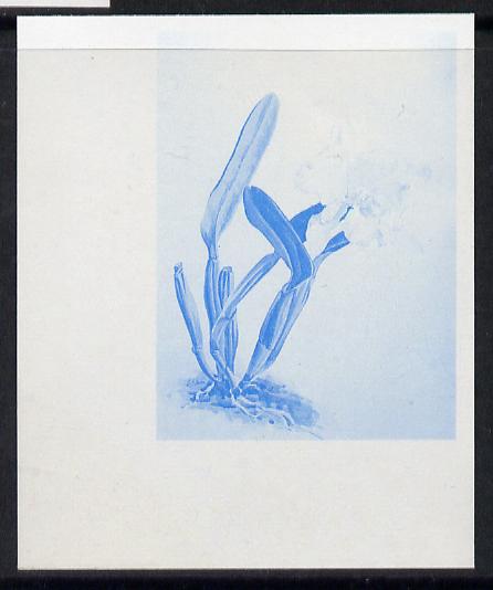 Guyana 1985-89 Orchids Series 2 plate 74 (Sanders Reichenbachia) unmounted mint imperf progressive proof in blue only, stamps on flowers  orchids