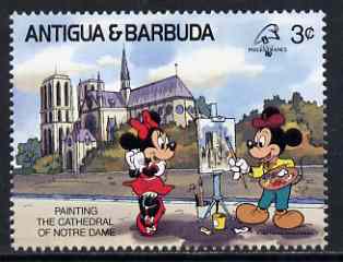 Antigua 1989 Painting the Notre Dame 3c (from Disney Philexfrance 