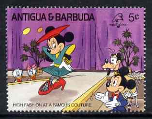 Antigua 1989 Minnie Mouse in Fashion Show 5c (from Disney Philexfrance 89 set) unmounted mint, SG 1303, stamps on fashion