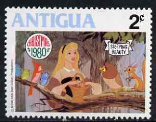 Antigua 1980 With the Animals & Birds 2c (from Disney Sleeping Beauty Christmas set) unmounted mint, SG 673, stamps on owls, stamps on squirrels, stamps on parrots