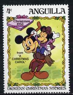 Anguilla 1983 Mickey as Bob Cratchit 4c (from Disney 'Dickens Christmas Stories' set) unmounted mint, SG 580, stamps on disabled, stamps on dickens