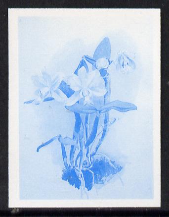 Guyana 1985-89 Orchids Series 2 plate 40 (Sanders Reichenbachia) unmounted mint imperf progressive proof in blue only, stamps on flowers  orchids