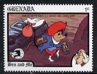 Grenada 1989 Amos Leaving Home 1c (from Disney 'World Stamp Expo '89' set) unmounted mint, SG 2056*, stamps on shoes, stamps on fashion