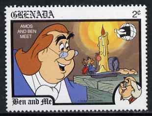 Grenada 1989 Amos meets Benjamin Franklin 2c (from Disney 'World Stamp Expo '89' set) unmounted mint, SG 2057*, stamps on usa, stamps on presidents, stamps on candles