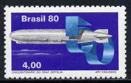 Brazil 1980 50th Anniversary of Graf Zeppelin unmounted mint, SG 1845, stamps on , stamps on  stamps on aviation, stamps on  stamps on zeppelins, stamps on  stamps on airships