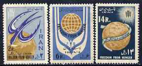 Iran 1963 Freedom From Hunger set of 3 unmounted mint, SG 1284-85, stamps on , stamps on  stamps on , stamps on  stamps on  ffh , stamps on  stamps on 