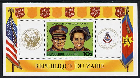 Zaire 1980 Salvation Army m/sheet unmounted mint (Mi BL 34) , stamps on , stamps on  stamps on salvation army, stamps on  stamps on flags