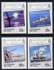 Ascension 1984 250th Anniversary of Lloyds List (newspaper) perf set of 4 unmounted mint, SG359-62, stamps on newspapers, stamps on ships, stamps on 