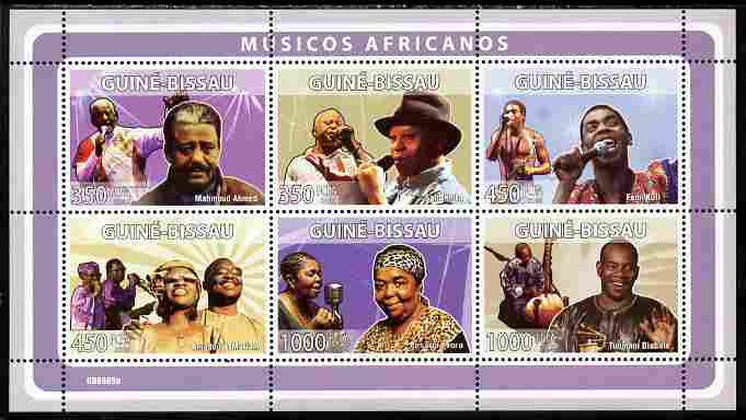 Guinea - Bissau 2008 African Musicians perf sheetlet containing 6 values unmounted mint Michel 3979-84, stamps on personalities, stamps on music, stamps on women