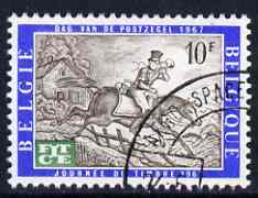 Belgium 1967 Telecommunications Day - opt on Stamp Day (19th cent Postman) fine used, SG 2021, stamps on , stamps on  stamps on postal, stamps on  stamps on postman, stamps on  stamps on horses, stamps on  stamps on communications