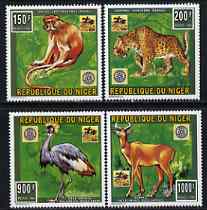 Niger Republic 1996 Animal Conservation perf set of 4 with Rotary Emblem unmounted mint, stamps on , stamps on  stamps on animals, stamps on  stamps on cats, stamps on  stamps on apes, stamps on  stamps on birds, stamps on  stamps on antelopes, stamps on  stamps on rotary