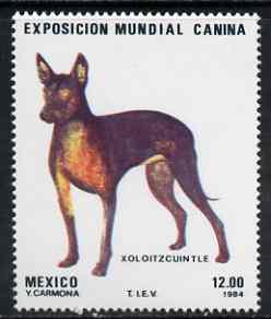 Mexico 1984 World Dog Show (Xoloitzcuintle) 12p unmounted mint, SG 1705, stamps on dogs, stamps on xoloitzcuintle
