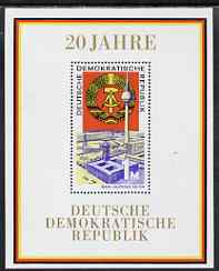 Germany - East 1969 20th Anniversary of Democratic Republic (1st issue) perf m/sheet unmounted mint, SG MS E1228, stamps on constitutions, stamps on 