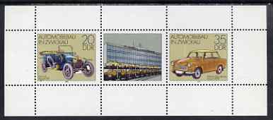 Germany - East 1979 Zwickau Motor Industry perf sheetlet containing set of 2 plus label unmounted mint, SG E2122a, stamps on cars