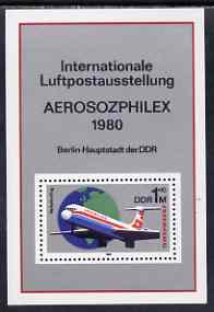Germany - East 1980 Aerosozphilex 1980 Airmail Exhibition perf m/sheet unmounted mint, SG MS E2240, stamps on stamp exhibitions, stamps on aviation