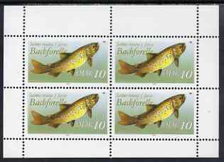 Germany - East 1987 Brown Trout 10pf perf sheetlet of 4 unmounted mint, SG E2802, stamps on , stamps on  stamps on fish, stamps on  stamps on trout