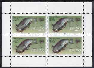 Germany - East 1987 Wels 20pf perf sheetlet of 4 unmounted mint, SG E2803, stamps on fish, stamps on wels