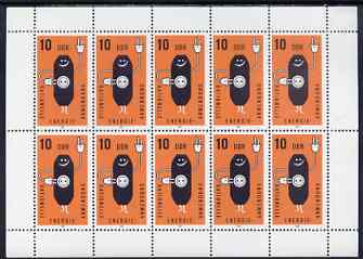 Germany - East 1981 Conservation of Energy perf sheetlet containing 10 stamps unmounted mint, SG E2315, stamps on energy, stamps on electricity