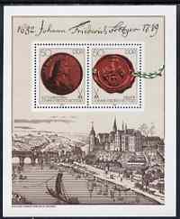 Germany - East 1982 300th Birth Anniversary of Böttger (founder of Meissen China Works) perf m/sheet unmounted mint, SG E2381, stamps on ceramics, stamps on pottery, stamps on medals