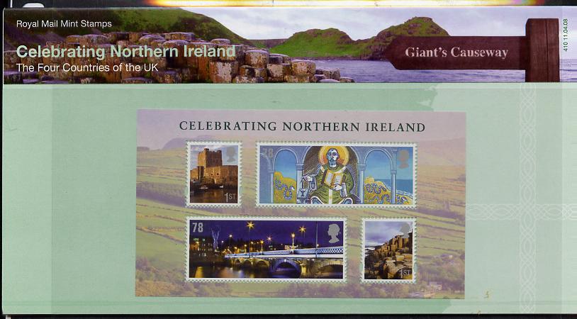 Great Britain 2008 Celebrating Northern Ireland perf m/sheet in official presentation pack SG MS NI 110, stamps on heritage, stamps on bridges, stamps on saints, stamps on snakes