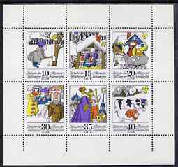 Germany - East 1974 Fairy Tales #09 - Twittering To and fro by Tolstoi, perf sheetlet containing set of 6 values unmounted mint, SG E1711a, stamps on fairy tales, stamps on literature