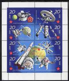 Germany - East 1971 Soviet Space Research perf sheetlet containing set of 8 values unmounted mint, SG E1357a, stamps on space