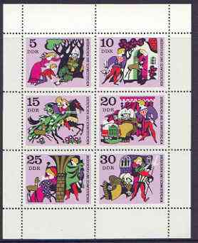 Germany - East 1970 Fairy Tales #05 - Little Brother and Little Sister, perf sheetlet containing set of 6 values unmounted mint, SG E1266a, stamps on , stamps on  stamps on fairy tales, stamps on  stamps on literature, stamps on  stamps on 