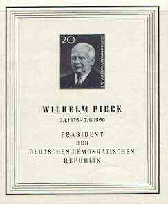 Germany - East 1960 President Pieck Mourning issue imperf m/sheet unmounted mint, SG MS E517a, stamps on , stamps on  stamps on constitutions, stamps on  stamps on personalities