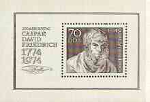 Germany - East 1974 Birth Bicentenary of Caspar Friedrich (painter) perf m/sheet unmounted mint, SG MS E1677, stamps on personalities, stamps on arts