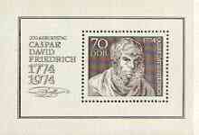 Germany - East 1974 Birth Bicentenary of Caspar Friedrich (painter) perf m/sheet unmounted mint, SG MS E1677, stamps on personalities, stamps on arts
