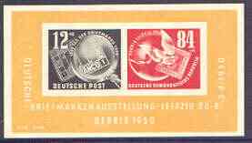 Germany - East 1950 German Stamp Exhibition imperf m/sheet unmounted mint, SG MS E29a, stamps on , stamps on  stamps on stamp exhibitions, stamps on  stamps on stamp on stamp, stamps on  stamps on , stamps on  stamps on stamponstamp