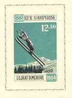 Albania 1963 Innsbruck Winter Olympic Games imperf m/sheet (Ski Jumper) unmounted mint, as SG MS 797a, Mi BL 21, stamps on olympics, stamps on skiing