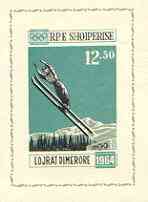 Albania 1963 Innsbruck Winter Olympic Games imperf m/sheet (Ski Jumper) unmounted mint, as SG MS 797a, Mi BL 21, stamps on , stamps on  stamps on olympics, stamps on  stamps on skiing