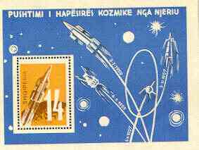 Albania 1962 Cosmic Flights perf m/sheet unmounted mint, SG MS 711a, Mi BL9, stamps on , stamps on  stamps on space, stamps on  stamps on rockets