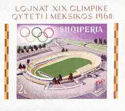 Albania 1968 Mexico Olympic Games imperf m/sheet (stadium) unmounted mint, as SG MS 1275, Mi BL33B, stamps on olympics, stamps on stadia