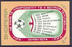 Albania 1974 Football World Cup (1st issue) imperf m/sheet (List of Countries) unmounted mint, SG MS 1625, stamps on football, stamps on sport