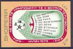 Albania 1974 Football World Cup (1st issue) imperf m/sheet (List of Countries) unmounted mint, SG MS 1625, stamps on , stamps on  stamps on football, stamps on  stamps on sport