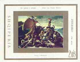 Albania 1974 150th Death Anniversary of Jean-Louis GÃ©ricault imperf m/sheet (Raft of the Medusa) unmounted mint, SG MS 1653, stamps on , stamps on  stamps on arts, stamps on  stamps on ships, stamps on  stamps on mythology