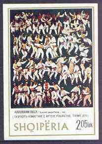 Albania 1975 Albanian Paintings imperf m/sheet (Folk Dance) unmounted mint, SG MS 1777, stamps on , stamps on  stamps on arts, stamps on  stamps on dancing, stamps on  stamps on folklore