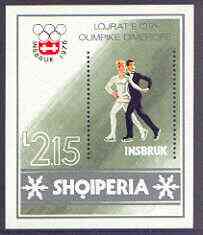 Albania 1986 Innsbruck Winter Olympic Games perf x imperf m/sheet (Figure Skating) unmounted mint, SG MS 1821, stamps on , stamps on  stamps on olympics, stamps on  stamps on skating