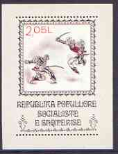 Albania 1977 National Costume Dances (1st series) perf x imperf m/sheet (Sabre Dance) unmounted mint, SG MS 1907