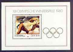Germany - East 1980 Lake Placid Winter Olympics perf m/sheet (Skiing Girls) unmounted mint, SG MS E2192, stamps on olympics, stamps on skiing