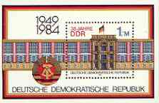 Germany - East 1984 35th Anniversary of Democratic Republic (1st issue) perf m/sheet unmounted mint, SG MS E2601, stamps on , stamps on  stamps on constitutions, stamps on  stamps on buildings