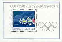 Germany - East 1980 Moscow Olympics perf m/sheet (Spinnakers) unmounted mint, SG MS E2250, stamps on , stamps on  stamps on olympics, stamps on  stamps on arts, stamps on  stamps on yachts