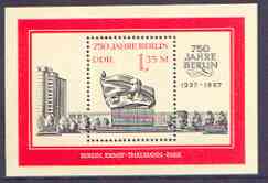 Germany - East 1987 750th Anniversary of Berlin (3rd issue) perf m/sheet (memorial) unmounted mint SG MS E2828, stamps on , stamps on  stamps on monuments